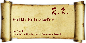 Reith Krisztofer névjegykártya